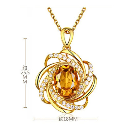 Pendant in Yellow Gold with Topaz - Bohemian Style