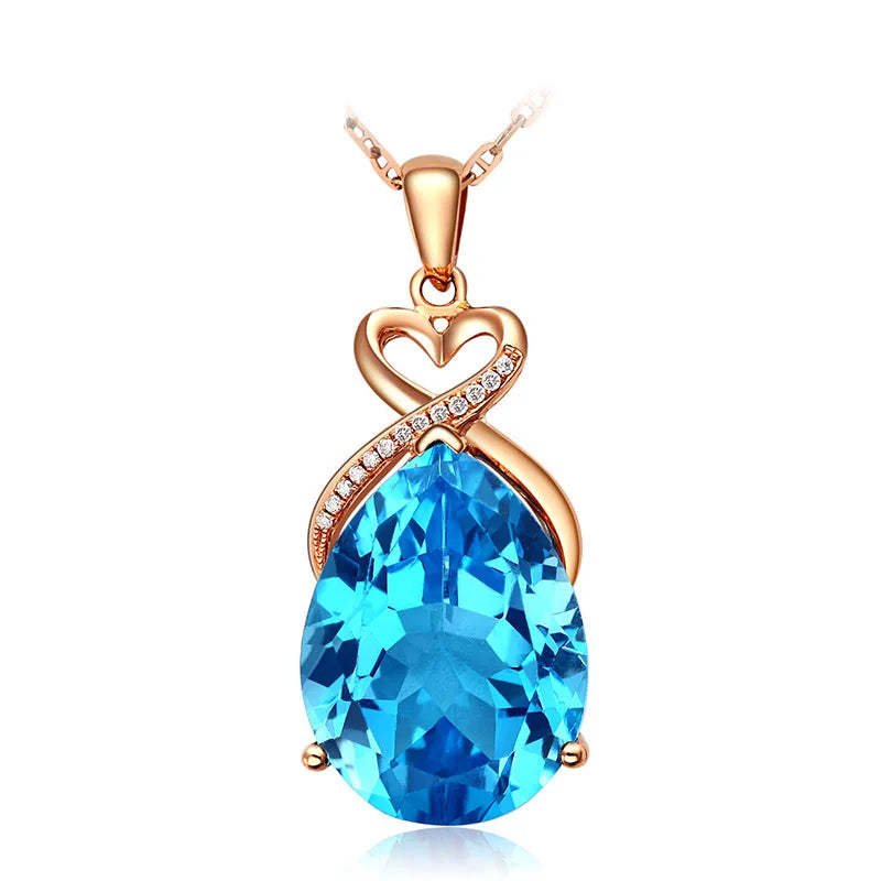 14K Rose Gold Plated Pendant with Blue Sapphire