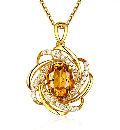 Pendant in Yellow Gold with Topaz - Bohemian Style