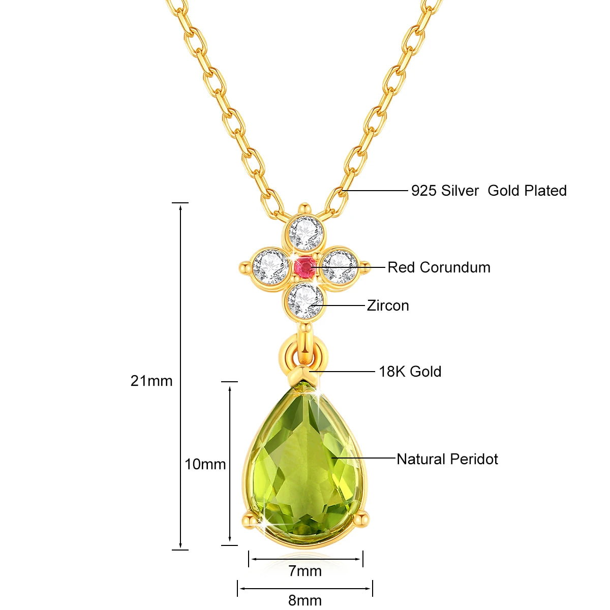 Pendant in 18K Yellow Gold with Peridot and Diamonds - Gota d'Água Design