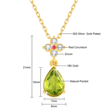 Pendant in 18K Yellow Gold with Peridot and Diamonds - Gota d'Água Design