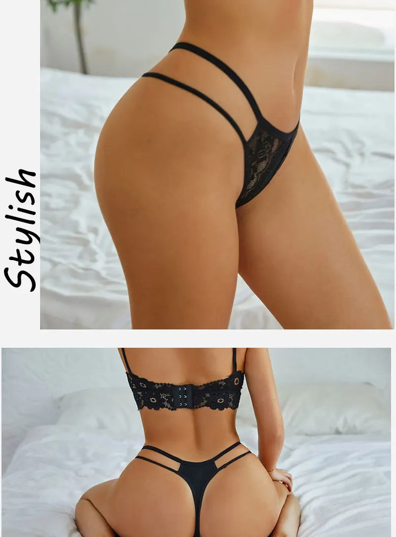 3Pcs/Set Sexy Lace Hollow Out Thongs