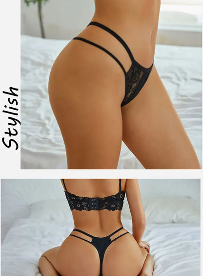 3Pcs/Set Sexy Lace Hollow Out Thongs