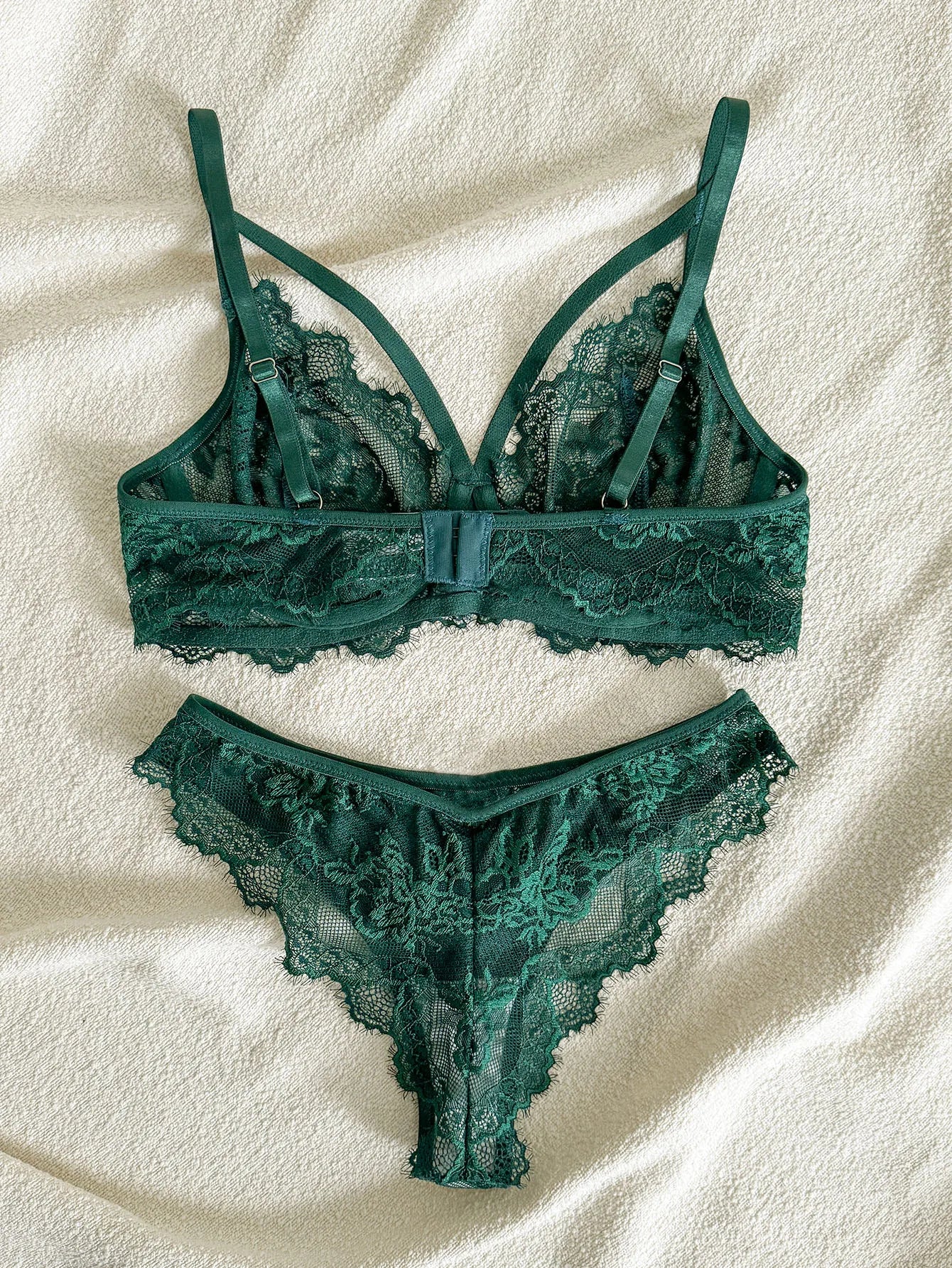 Women's Lingerie Set - Underwire Lace Bra and Brazilian Panties in Victoria's Secret Style