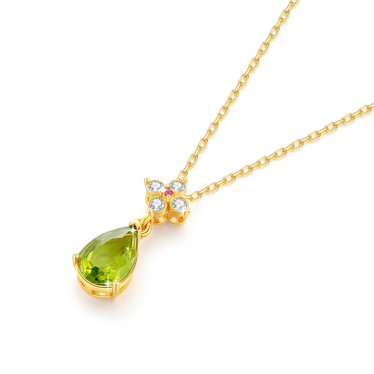 Pendant in 18K Yellow Gold with Peridot and Diamonds - Gota d'Água Design