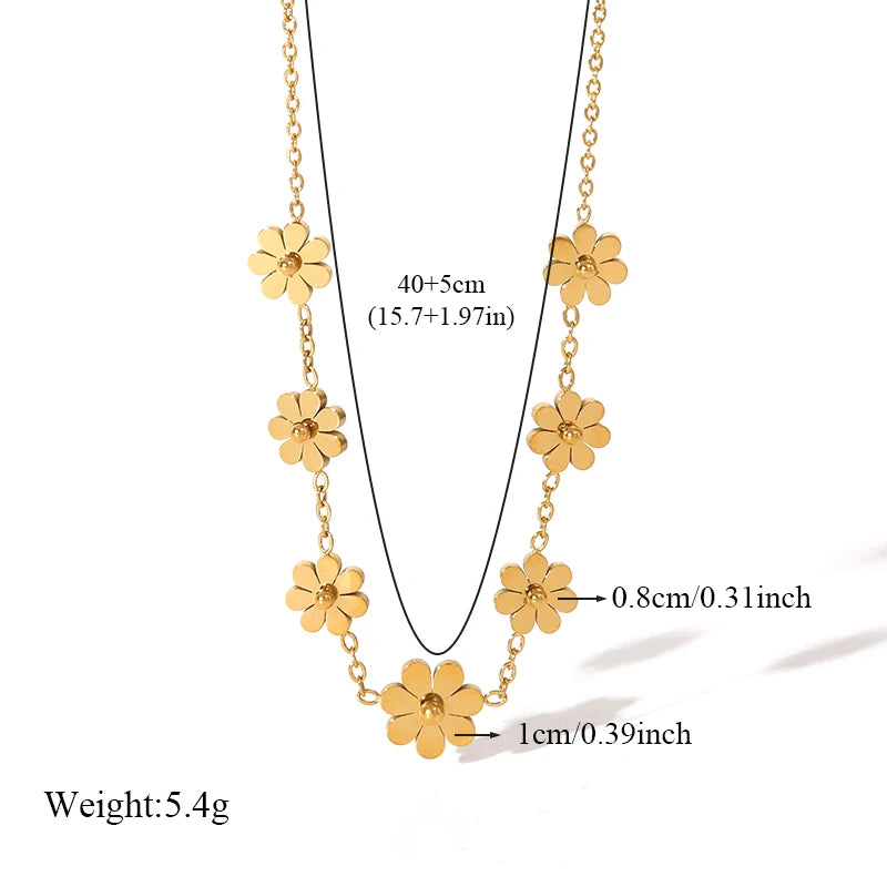 Women's Stainless Steel Jewelry Set - Floral Design