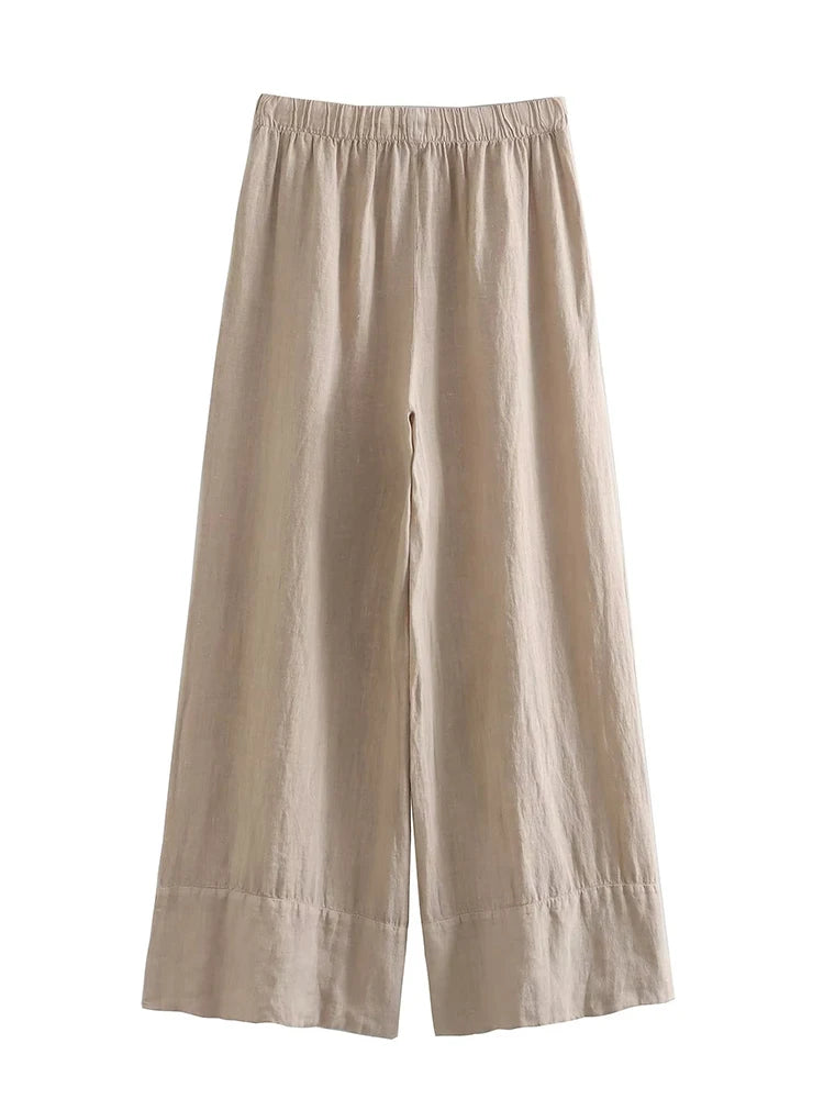 Women's Boho Set: Elegant Linen Top and Pants