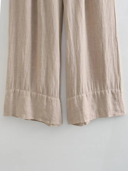 Women's Boho Set: Elegant Linen Top and Pants