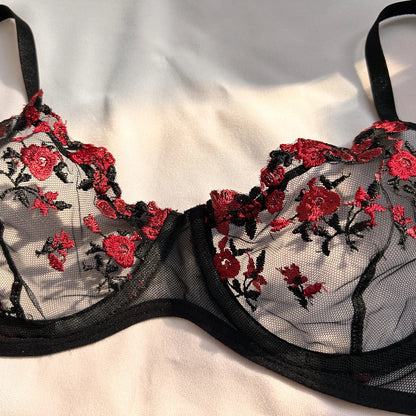 Women's Lingerie Set - Sexy Style, Unpadded with Back Closure and Embroidery