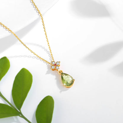 Pendant in 18K Yellow Gold with Peridot and Diamonds - Gota d'Água Design