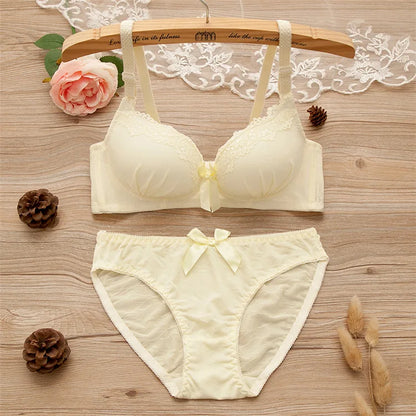 Sexy Women's Lingerie Set - Padded Push Up Bra with Underwire and Panties, No Decoration