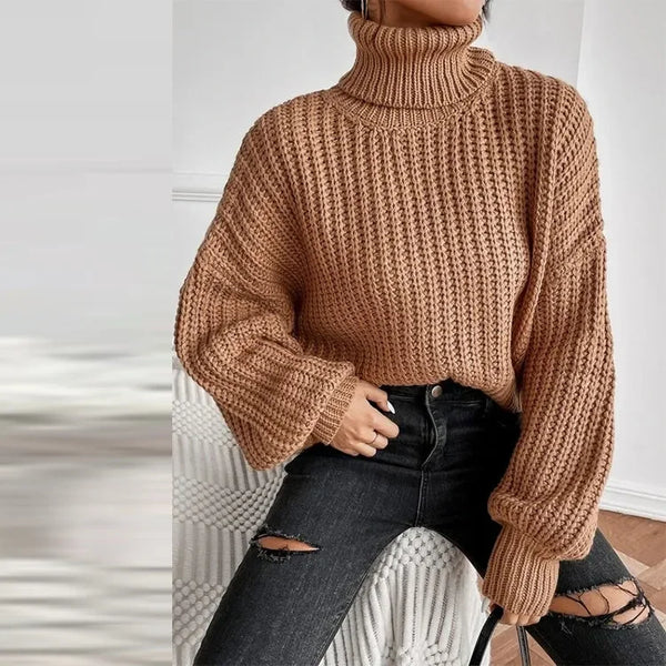 Fashionable Long Sleeve Knit Sweater Women's Pullover Polo tk