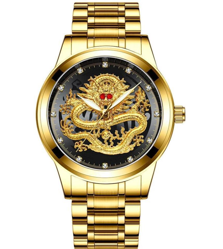 Relógio Dragon Luxury Oriental relógio 007 AmploTech Gold + Black 