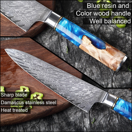 Damascus set knife stainless steel kitchen knife sharp meat slicing knife kitchen knife sushi sashimi chef knife